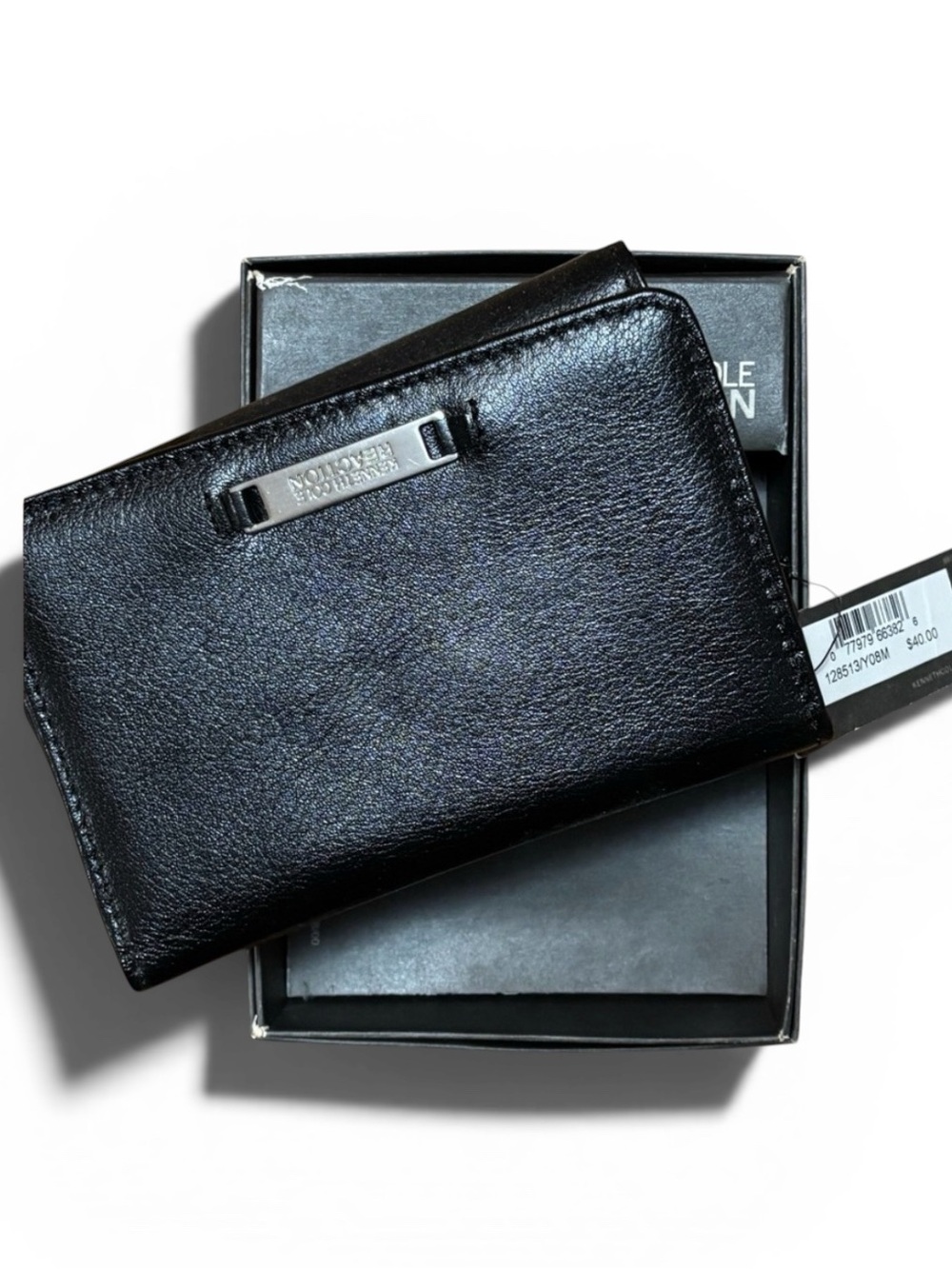 Vintage Kenneth Cole Reaction Black Leather Trifold Wallet